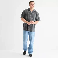 Arizona Big and Tall Mens Relaxed Fit Short Sleeve Geometric Button-Down Shirt