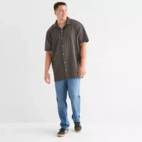 Arizona Big and Tall Mens Regular Fit Short Sleeve Button-Down Shirt