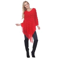 White Mark Frostine Womens Long Sleeve Poncho
