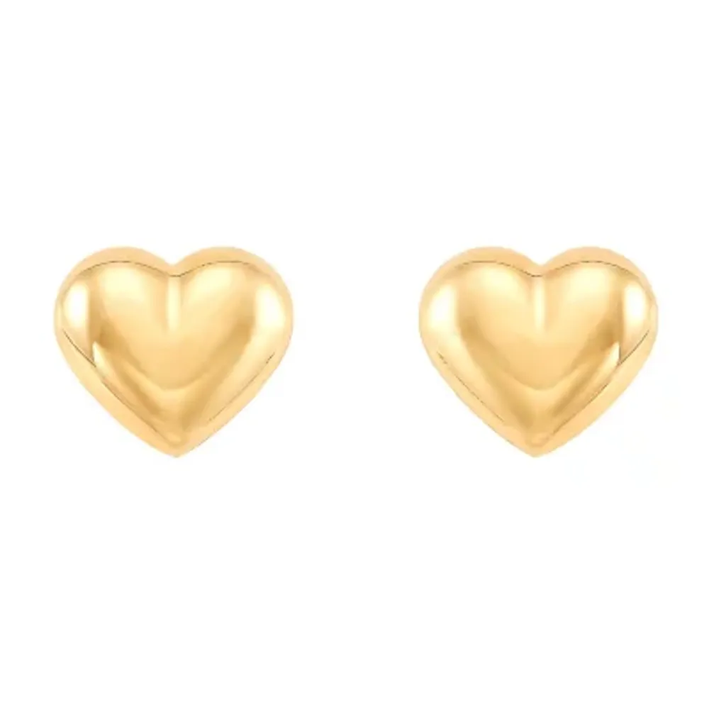 10K Gold 5.6mm Heart Stud Earrings
