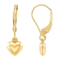 10K Gold Heart Drop Earrings