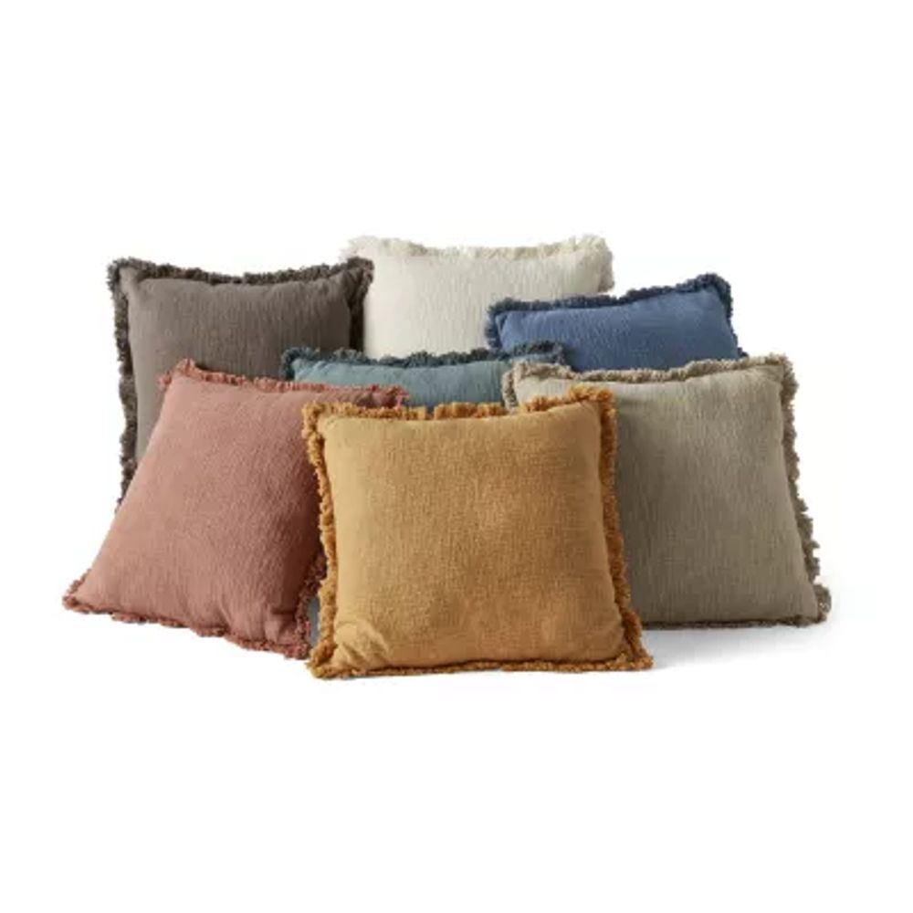 Linden Street Solid Texture Slub Square Throw Pillow