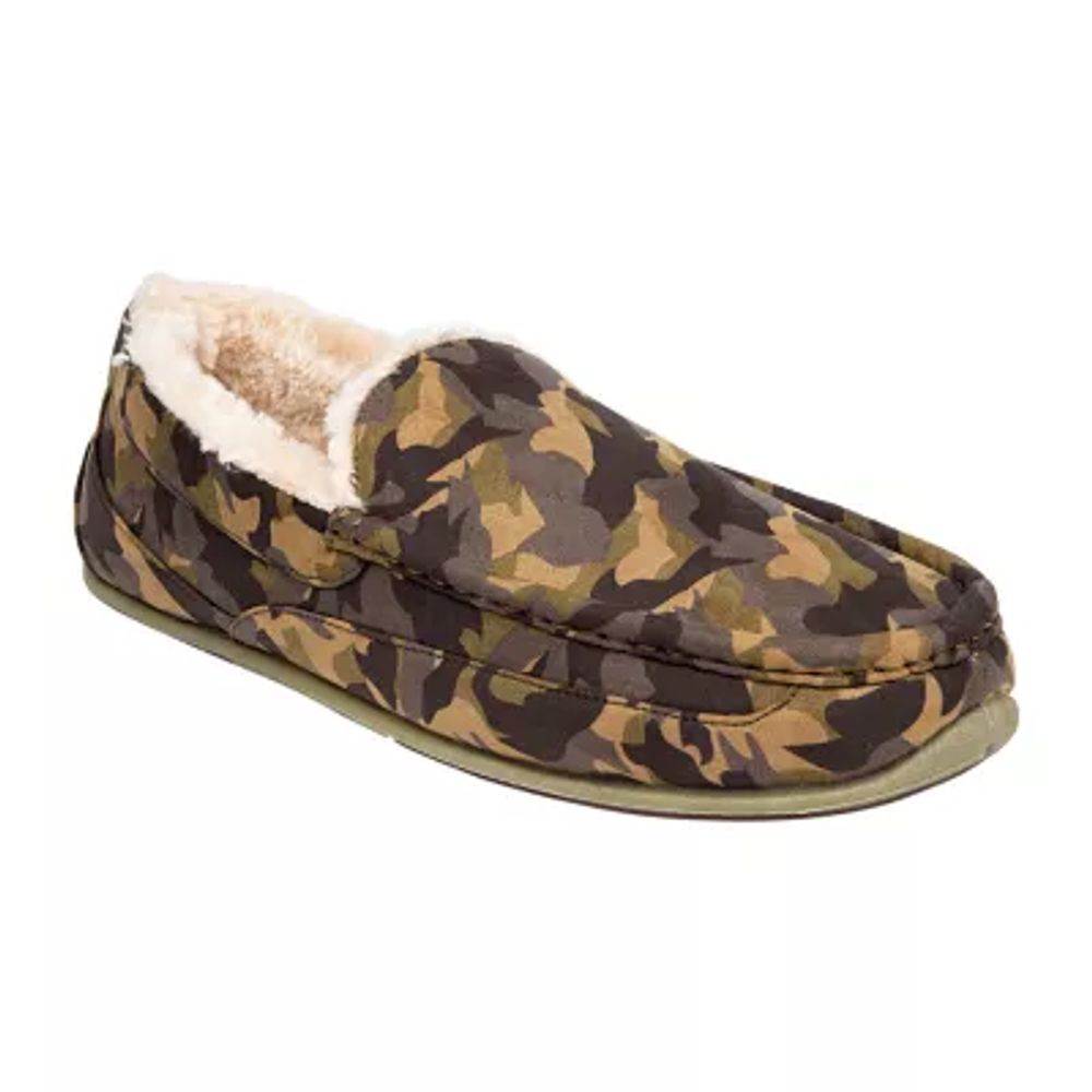 Dearfoams Melbourne Genuine Shearling Mens Moccasin Slippers, Color: Camo -  JCPenney