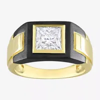 Mens Lab Created White Moissanite 18K Gold Over Silver Fashion Ring