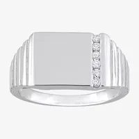 Mens 1 1/ CT. T.W. Mined White Diamond Sterling Silver Fashion Ring