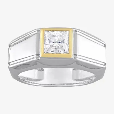 Mens 1 1/5 CT. T.W. Lab Created White Moissanite 18K Two Tone Gold Over Silver Fashion Ring