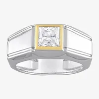 Mens Lab Created White Moissanite 18K Two Tone Gold Over Silver Fashion Ring