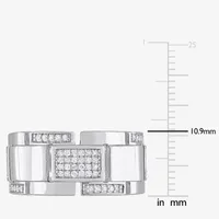 Mens 1/ CT. T.W. Natural Diamond Sterling Silver Fashion Ring