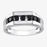 Mens 1 CT. T.W. Natural Black Diamond Sterling Silver Fashion Ring