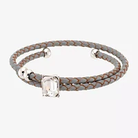 Sparkle Allure Coil Crystal Pure Silver Over Brass Braid Wrap Bracelet