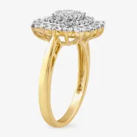 Diamond Blossom Womens 1 CT. T.W. Lab Grown White 10K Gold Halo Cocktail Ring