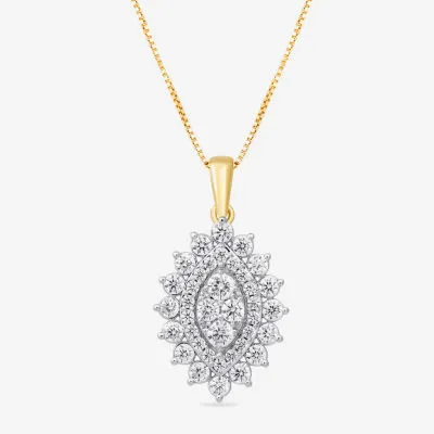 Diamond Blossom Womens 1 CT. T.W. Lab Grown White Diamond 10K Gold Pendant Necklaces