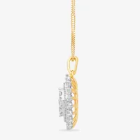 Diamond Blossom Womens 1 CT. T.W. Lab Grown White Diamond 10K Gold Pendant Necklace