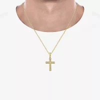 Mens 1/5 CT. T.W. Natural White Diamond Sterling Silver Cross Pendant Necklace