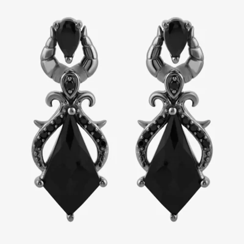 Enchanted Disney Fine Jewelry Villains 1/6 CT. T.W. Natural Black Diamond Sterling Silver Maleficent Sleeping Beauty Drop Earrings