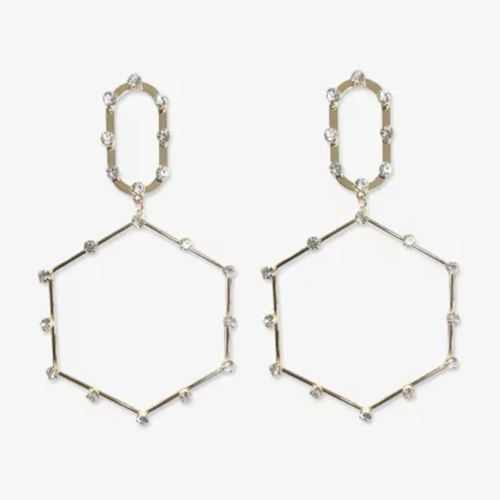 Bijoux Bar Gold Tone Hexagon Drop Earrings