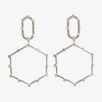 Bijoux Bar Gold Tone Hexagon Drop Earrings