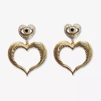 Bijoux Bar Gold Tone Heart Drop Earrings