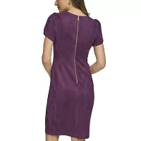 Marc New York Faux Suede Womens Short Sleeve Shift Dress