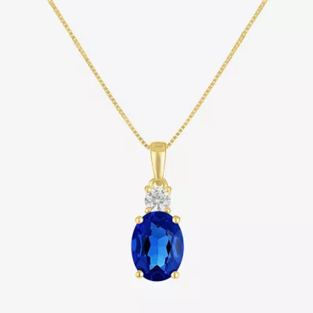 Gemstone 10K Gold Oval Pendant Necklace