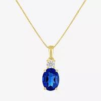 Gemstone 10K Gold Oval Pendant Necklace