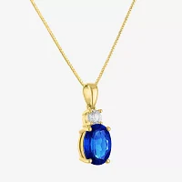 Gemstone 10K Gold Oval Pendant Necklace