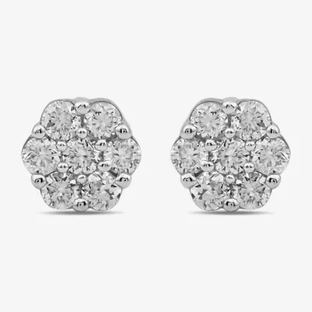 Diamond Blossom 1/10 CT. T.W. Lab Grown White Diamond 10K Gold 3.7mm Flower Stud Earrings