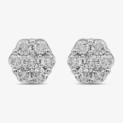 Diamond Blossom 1/10 CT. T.W. Lab Grown White 10K Gold 3.7mm Flower Stud Earrings