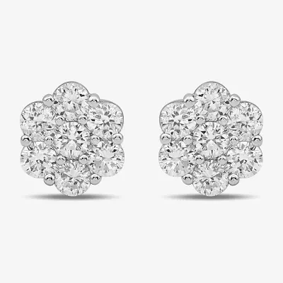 Diamond Blossom 1 CT. T.W. Lab Grown White 10K or Yellow Gold 8.2mm Flower Stud Earrings