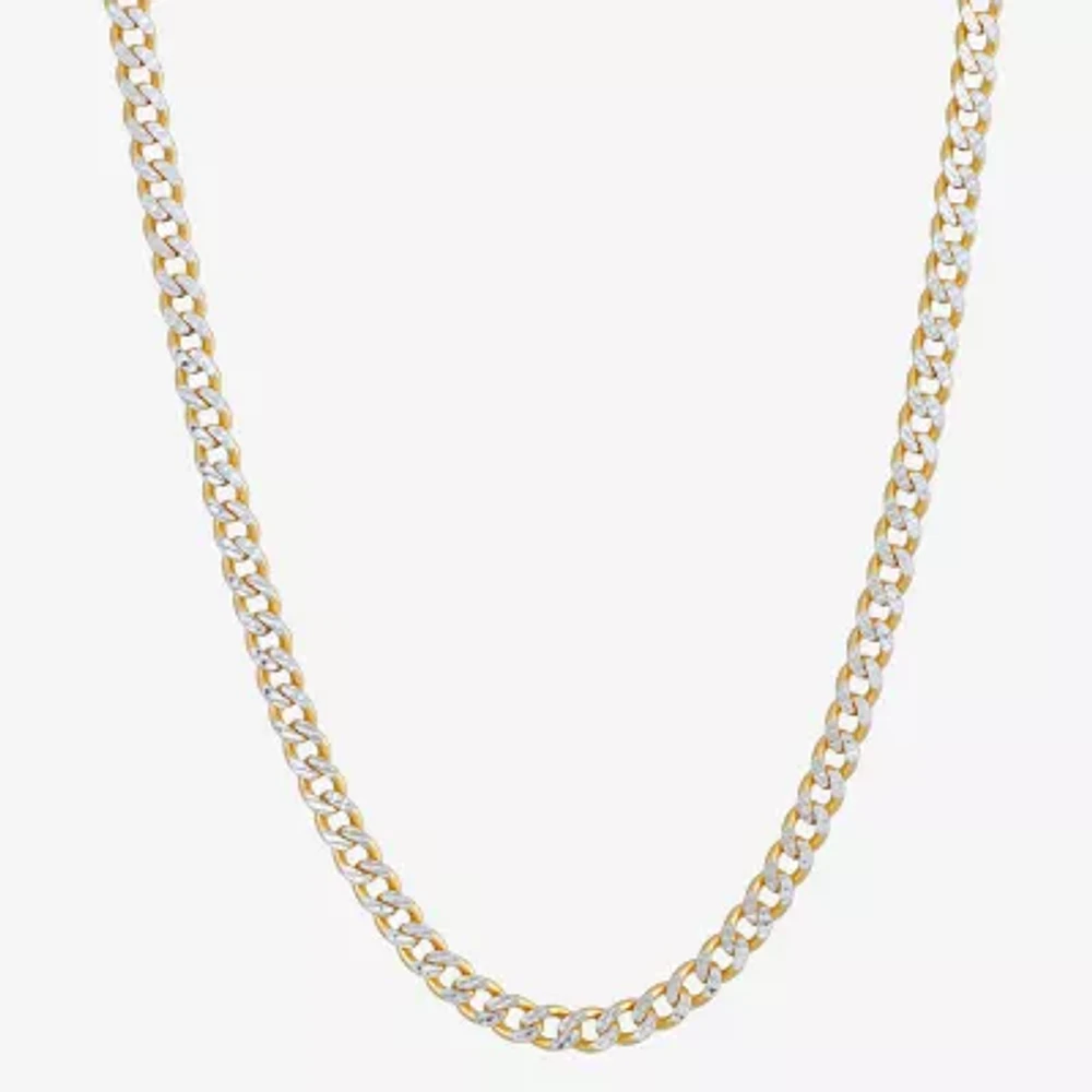 Made in Italy 24K Gold Over Silver 20 Inch Solid Curb Chain Necklace