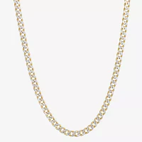 Made in Italy 24K Gold Over Silver 20 Inch Solid Curb Chain Necklace