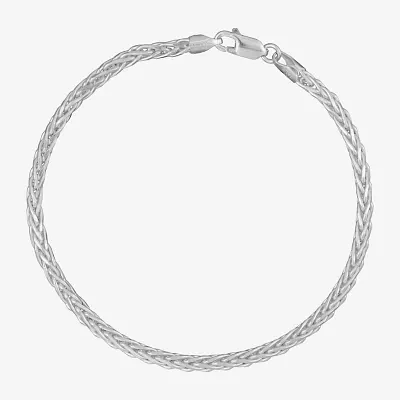 Made in Italy Mens Sterling Silver 8 1/2 Inch Solid Wheat Chain Bracelet