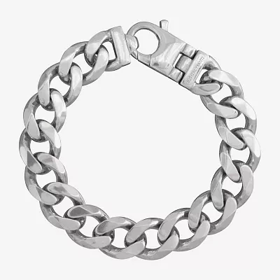 Made in Italy Mens Sterling Silver 8 1/2 Inch Solid Curb Chain Bracelet