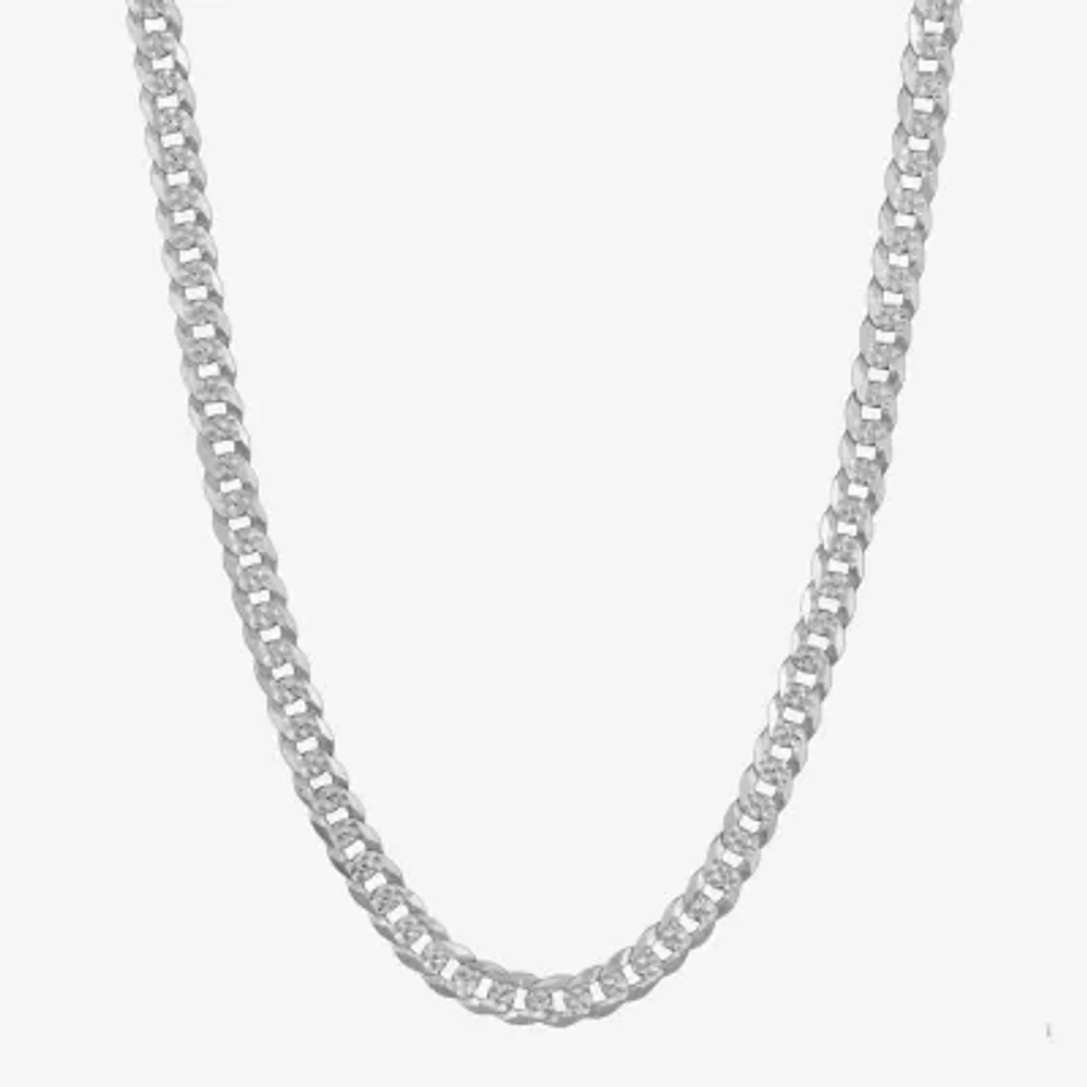 Sterling Silver 22 Inch Solid Curb Chain Necklace