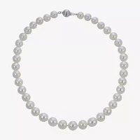 Womens White Cultured Freshwater Pearl Sterling Silver Strand Necklace