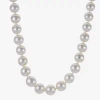 Womens White Cultured Freshwater Pearl Sterling Silver Strand Necklace