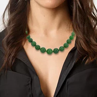 14K Gold Jade Graduated Bead Necklace