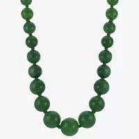 14K Gold Jade Graduated Bead Necklace