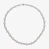 Cultured Freshwater Pearl & Brilliance Bead Sterling Silver Necklace