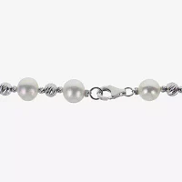 Cultured Freshwater Pearl & Brilliance Bead Sterling Silver Necklace