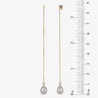 Cultured Freshwater Pearl 14K Yellow Gold Threader Drop Earrings