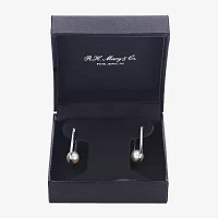White Cultured Freshwater Pearl Sterling Silver 22.5mm Hoop Earrings