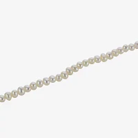 Womens White Cultured Freshwater Pearl Sterling Silver Strand Necklace