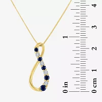 Womens Diamond Accent Lab Created Blue Sapphire 10K Gold Pear Pendant Necklace