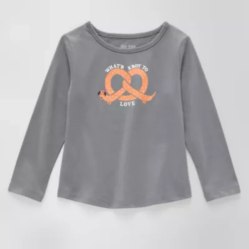 Okie Dokie Toddler & Little Girls Round Neck Long Sleeve Graphic T-Shirt