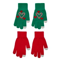 Mixit 2pk Touch Tech Holiday 2 Pair Screen Enabled Cold Weather Gloves