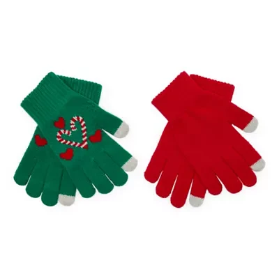 Mixit 2pk Touch Tech Holiday 2 Pair Screen Enabled Cold Weather Gloves