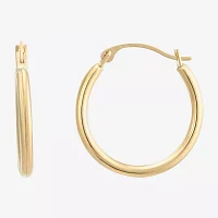 Womens 10K Gold 18mm Round Hoop Earrings