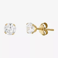 White Cubic Zirconia 10K Gold Round 3 Pair Earring Set