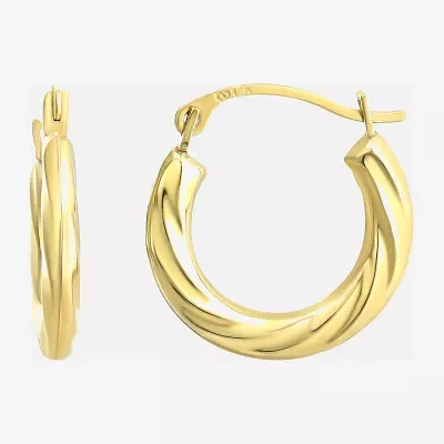 Womens 14K Gold 15mm Round Hoop Earrings